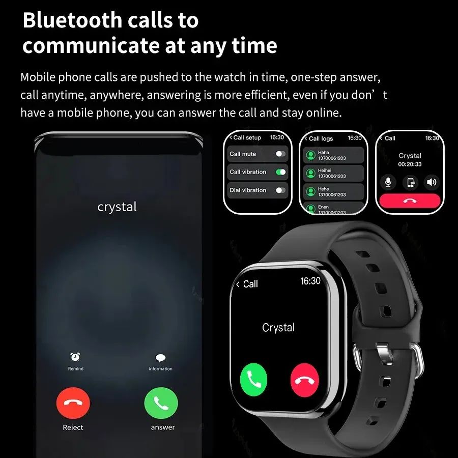Smart Watch i9 l Stainless Steel Body With Magnetic Chain (Black)