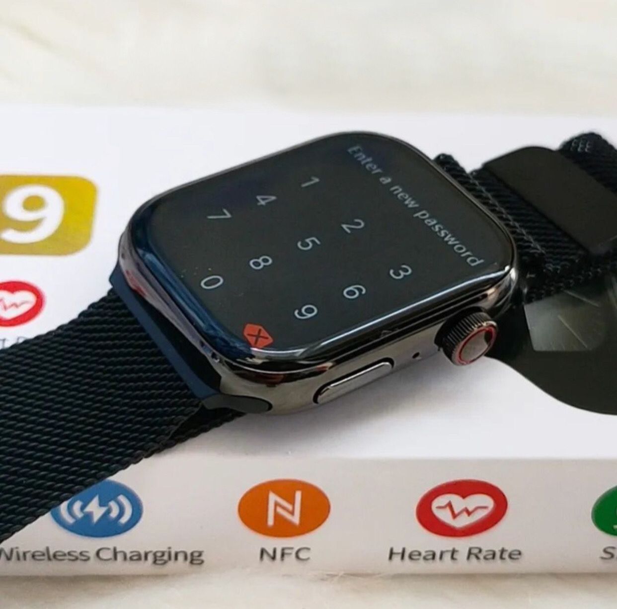 Smart Watch i9 l Stainless Steel Body With Magnetic Chain (Black)