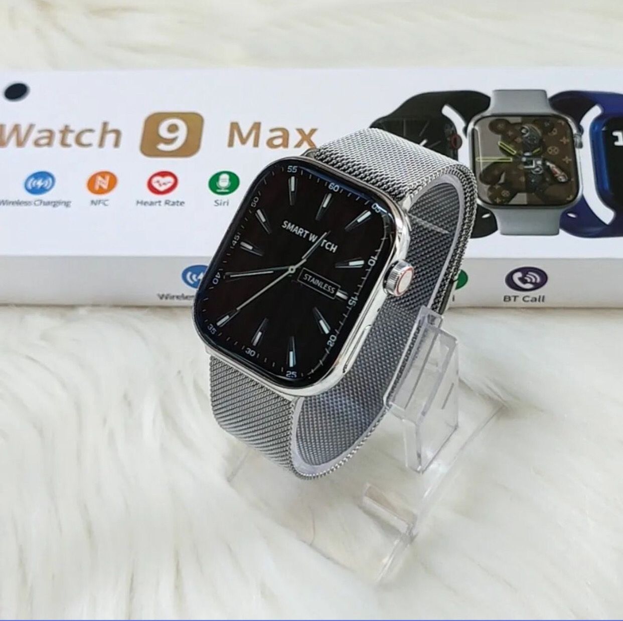 Smart Watch i9 l Stainless Steel Body With Magnetic Chain (Black)
